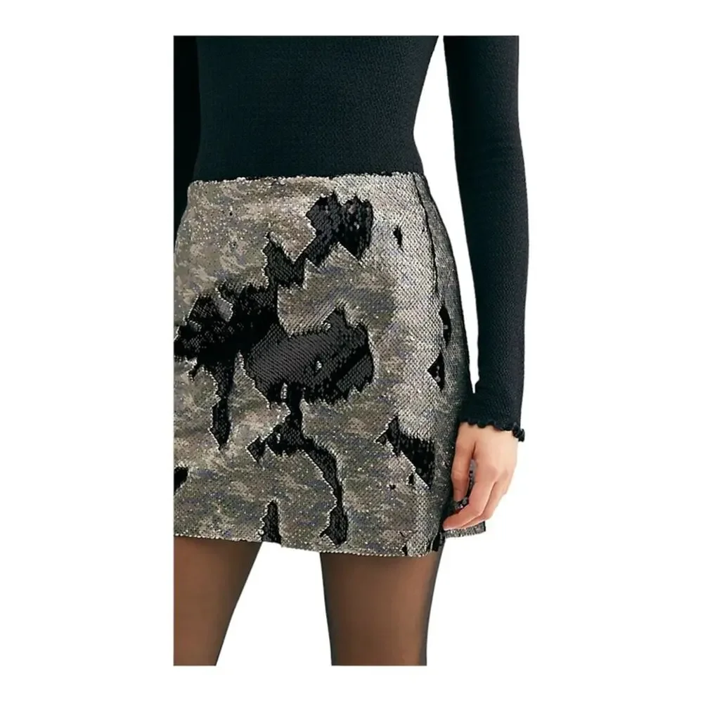 Free People One Sequin Mini Skirt Glam Party Girls Night Out New With Tags
